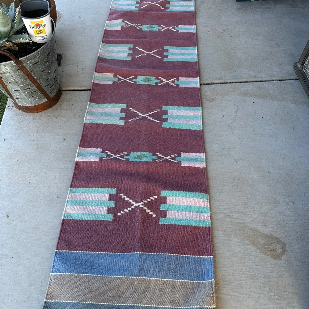 Southwestern Patterned Table Runner or floor runner wool . 98”x24”